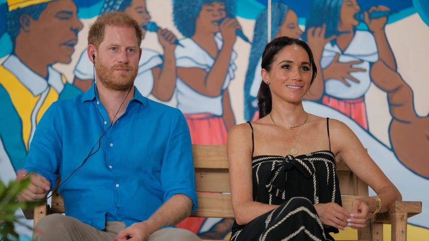 August 17, 2024, Bogota, Cundinamarca, Colombia: EDITOR NOTE: HANDOUT - MANDATORY CREDIT: PRINCE HARRY, Duke of Sussex and MEGHAN, Duchess of Sussex during their official visit to the school of drums  ...