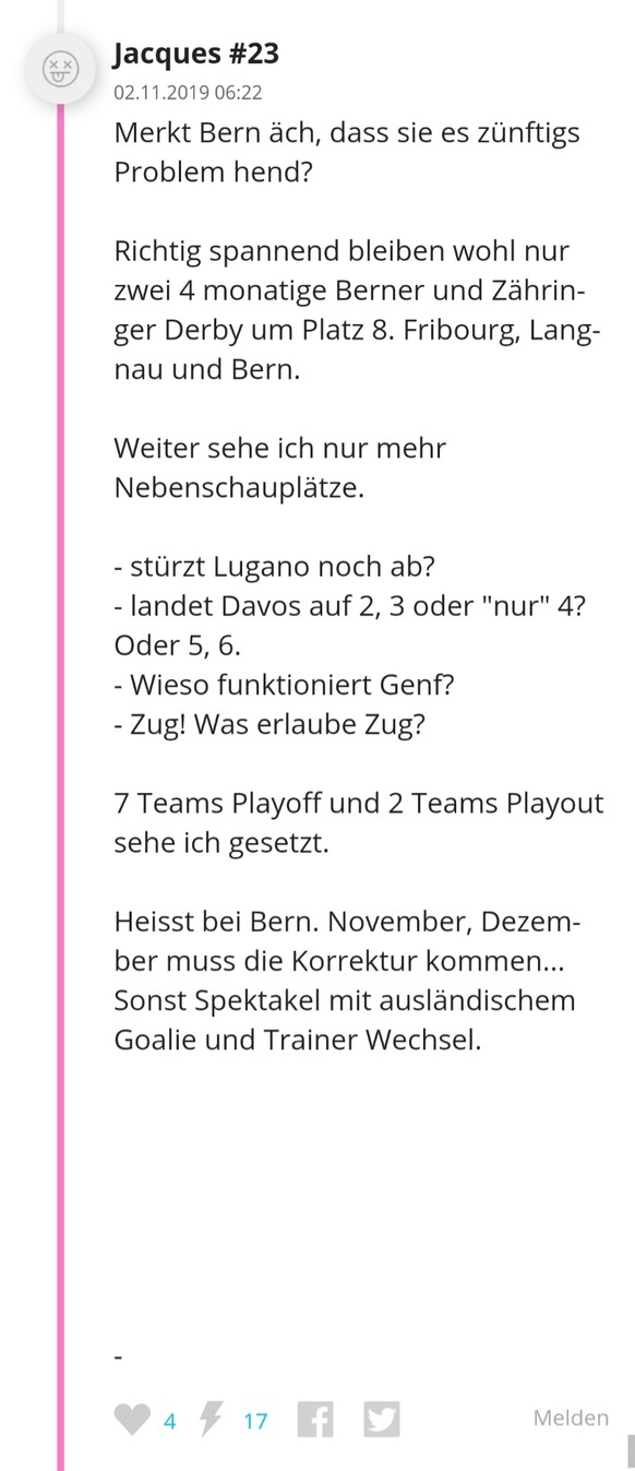 Bern oder Lugano? Das Fernduell um den letzten Playoff-Platz
4 Monate spÃ¤ter ð