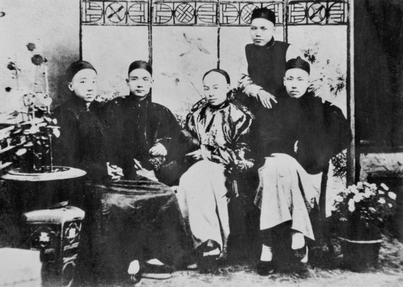 Photograph at the Hong Kong College of Medicine for Chinese (from left to right: Yeung Hok-ling, Sun Yat-sen, Chan Siu-bak and Yau Lit). The one standing was Kwan King-leung. Photo taken circa 1888.[1 ...