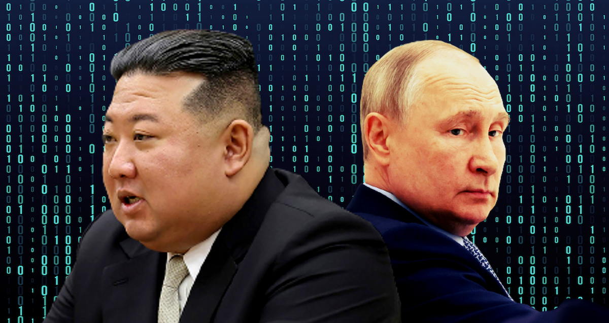 Kim Jong-Un et Vladimir Poutine. Des pirates informatiques nord-coréens ont piraté le système d'un fabricant de missiles russe, qui développe des missiles hypersoniques. Cela va-t-il relancer la  ...
