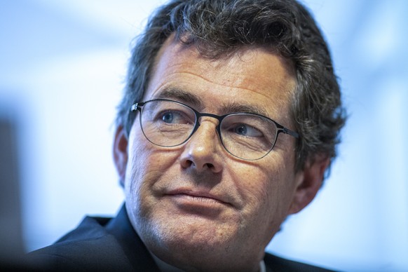 Hubert Waeber, Praesident, waehrend einer Vorsaison-Medienkonferenz des HC Fribourg-Gotteron, am Montag, 28. September 2020, in der BCF Arena in Fribourg. (KEYSTONE/Marcel Bieri)