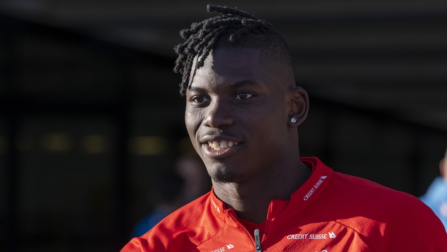 Breel Embolo beim Training der Schweizer Fussball Nationalmannschaft in Basel, am Montag, 20. Maerz 2023. (KEYSTONE/Georgios Kefalas)