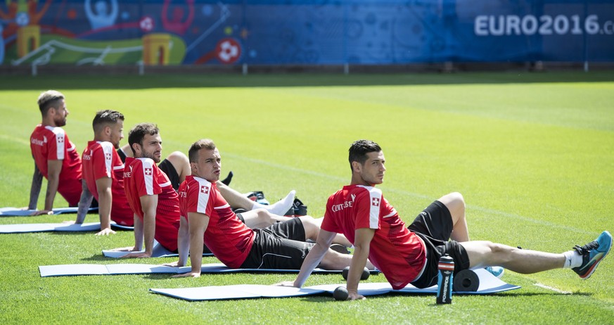 Die Schweizer Natispieler im Training.