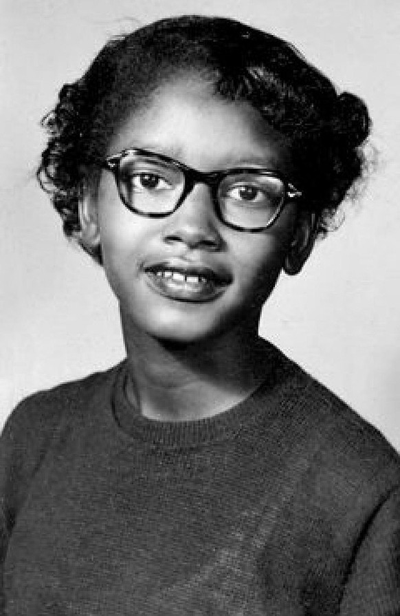 Claudette Colvin, aged 13, in 1953. On March 2, 1955, she was the first person arrested for resisting bus racial segregation in Montgomery, Alabama.
https://en.wikipedia.org/wiki/Claudette_Colvin#/med ...