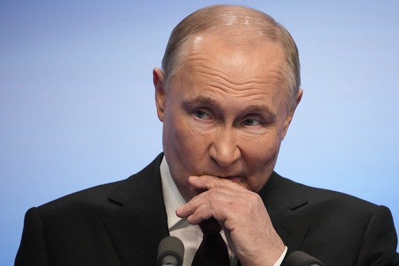 FILE - Russian President Vladimir Putin speaks during a visit to his campaign headquarters after the presidential election in Moscow on March 18, 2024. Putin begins his fifth term as Russian president ...