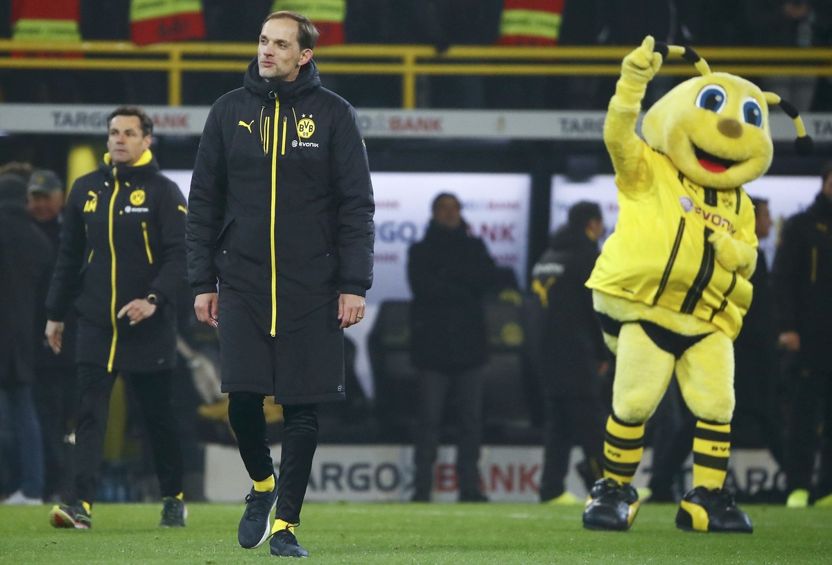 Football Soccer - Borussia Dortmund v Hertha BSC Berlin - German Cup (DFB Pokal) - Signal Iduna Park, Dortmund, Germany - 8/2/17 - Dortmund's coach Thomas Tuchel after winning the penalty shootou ...