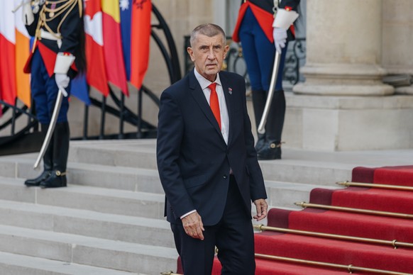 epa13109473 Czech Prime Minister Andrej Babis arrives for a dinner at the Elysee Palace for Heads of State and Government of the Volunteer Coalition on the eve of the Bastille Day parade, Paris, Franc ...