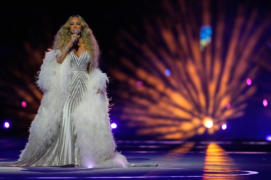 Singer Mariah Carey performs during the Olympic opening ceremony at the 2026 Winter Olympics, in Milan, Italy, Friday, Feb. 6, 2026. (AP Photo/Natacha Pisarenko)
Milan Cortina Olympics Opening Ceremon ...