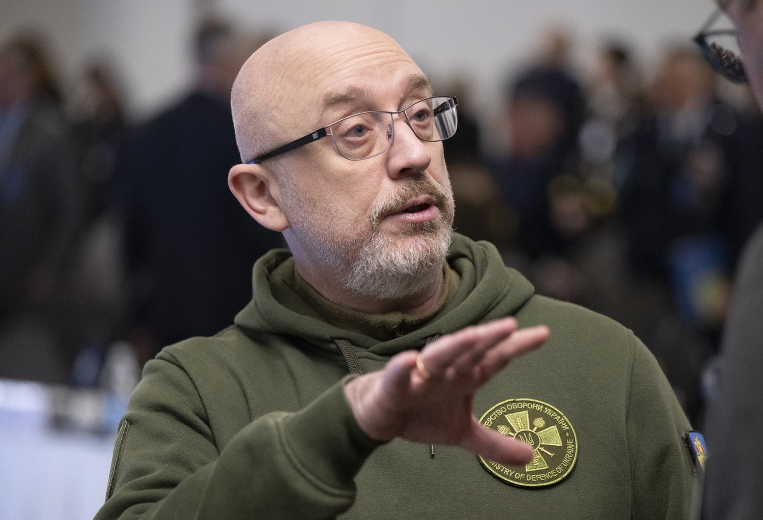 20.01.2023, Rheinland-Pfalz, Ramstein: Der ukrainische Verteidigungsminister Olexij Resnikow kommt zur Ukraine-Konferenz auf der US-Airbase Ramstein. Foto: Boris Roessler/dpa +++ dpa-Bildfunk +++ (KEY ...