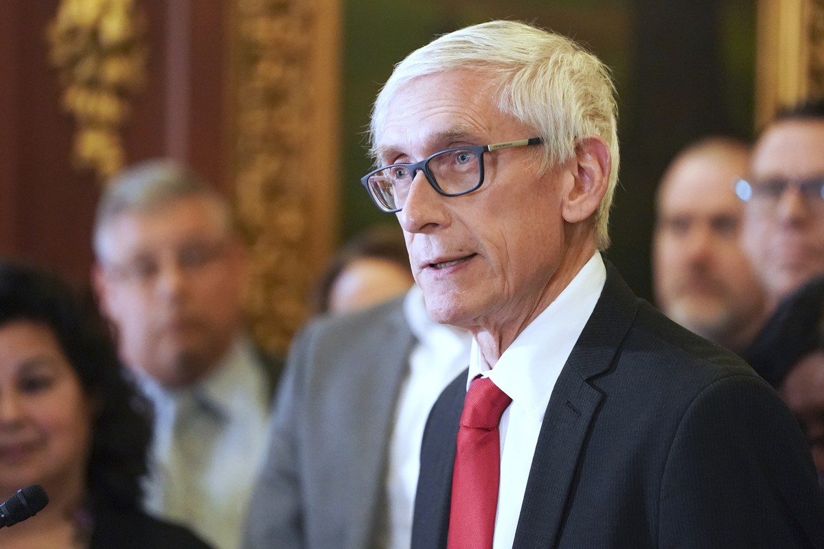 FILE - In this Feb. 6, 2020 file photo, Wisconsin Gov. Tony Evers holds a news conference in Madison, Wis. Wisconsin Democratic Gov. Tony Evers' administration is moving ahead with plans to buy 1 ...