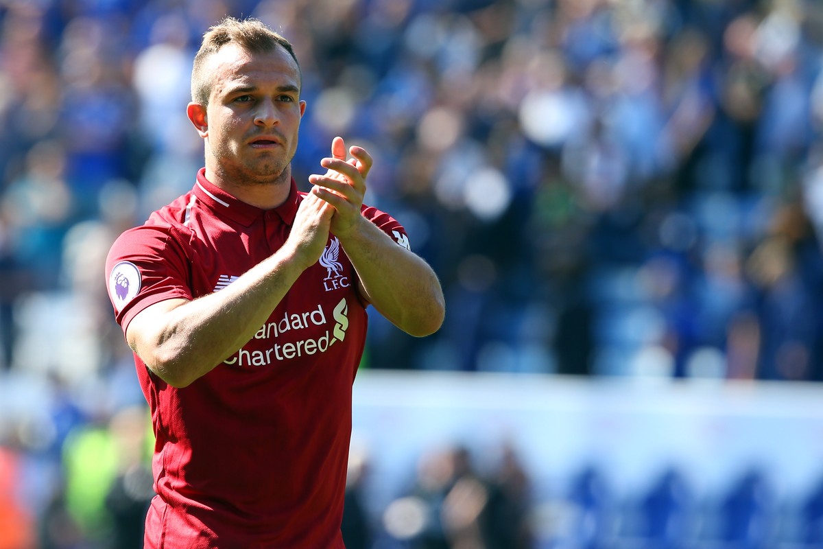 epa06989922 Liverpool's Xherdan Shaqiri reacts after the English Premier League soccer match between Leicester City and Liverpool FC at the King Power Stadium in Leicester, Britain, 01 September  ...