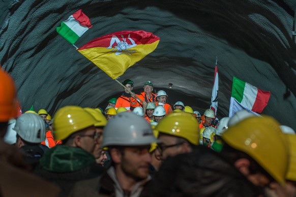 Bauarbeiter im&nbsp;Ceneri-Basistunnel.