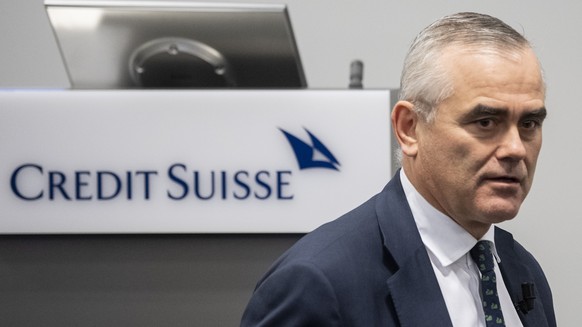 File - In this Thursday, Feb. 13, 2020 file photo, Thomas Gottstein, the CEO of the Swiss bank Credit Suisse, prior the press conference of the full-year results of 2019 in Zuerich, Switzerland. Switz ...