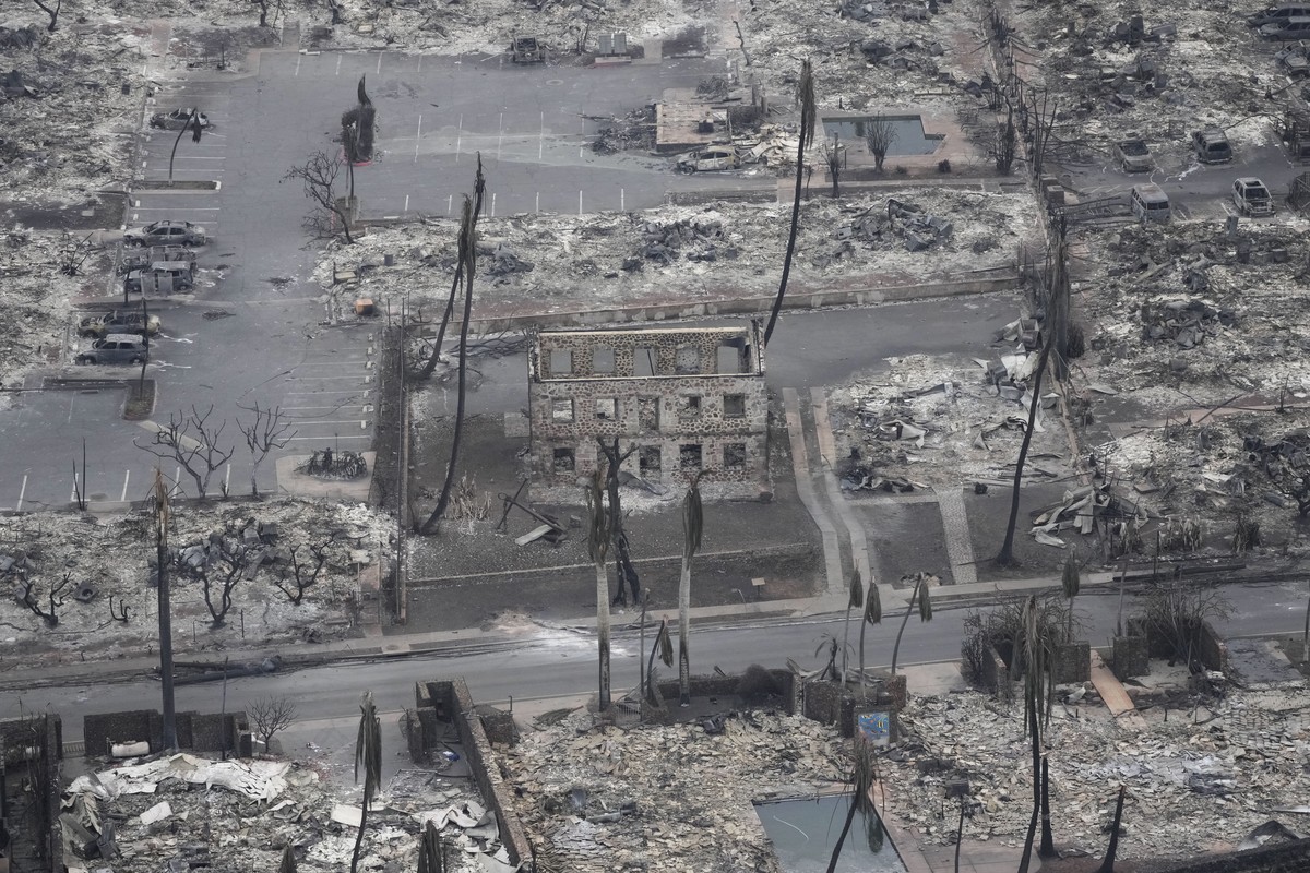 Wildfire wreckage is seen Thursday, Aug. 10, 2023, in Lahaina, Hawaii. The search of the wildfire wreckage on the Hawaiian island of Maui on Thursday revealed a wasteland of burned out homes and oblit ...