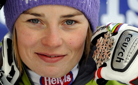 Der Anfang der Medaillen-Lawine: Tina Maze gewinnt 2009 an der WM in Val d'Isere erstmals Silber.