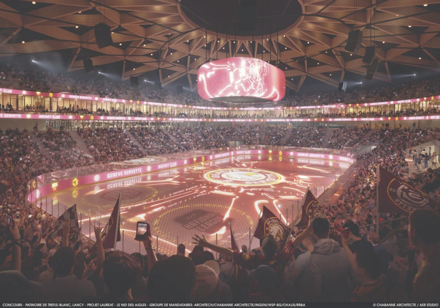 Innenansicht: So soll das neue Hockey-Stadion von Genf-Servette HC aussehen.