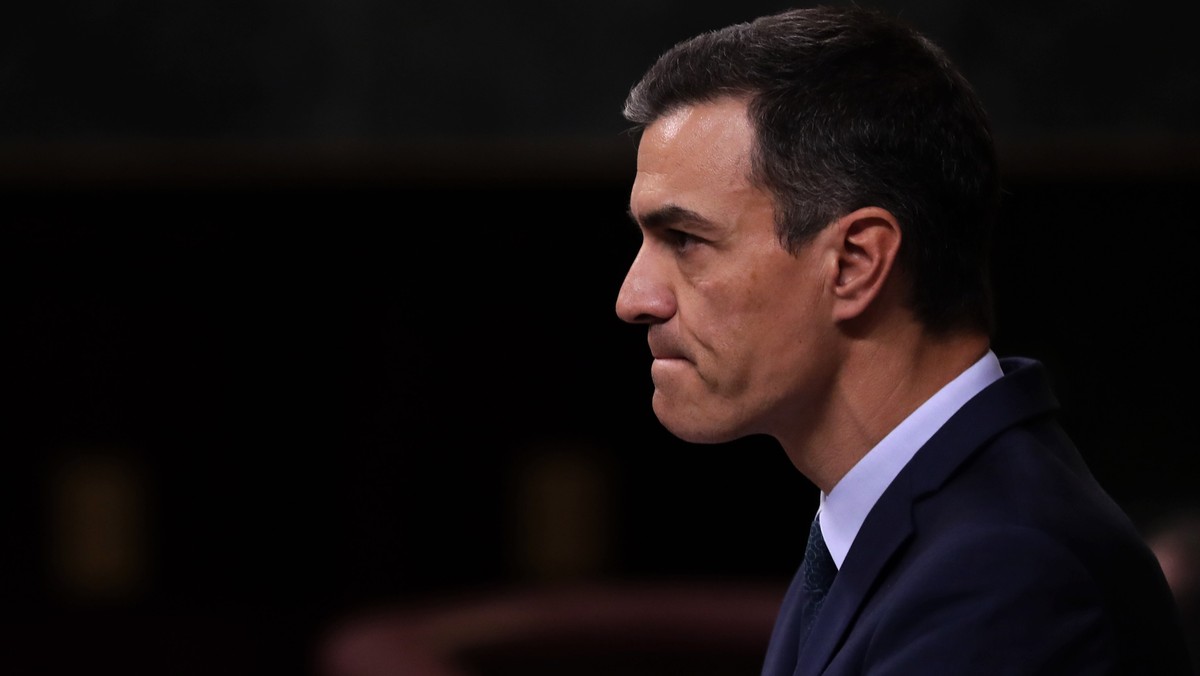 FILE - Spain's Prime Minister Pedro Sánchez speaks at the Spanish parliament in Madrid, Spain, on July 25, 2019. Spain's coalition government has presented a proposal in Parliament to reform ...