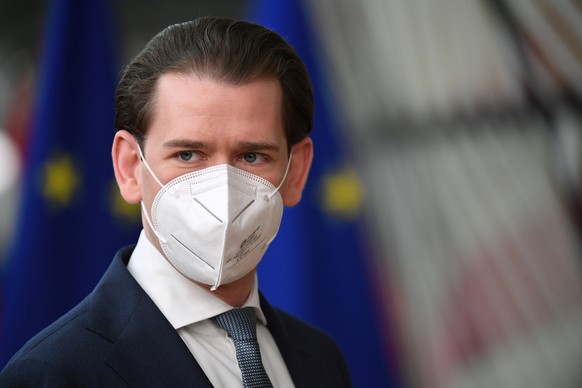 Austrian Chancellor Sebastian Kurz arrives for an EU summit at the European Council building in Brussels, Thursday, June 24, 2021. At their summit in Brussels, EU leaders are set to take stock of coro ...