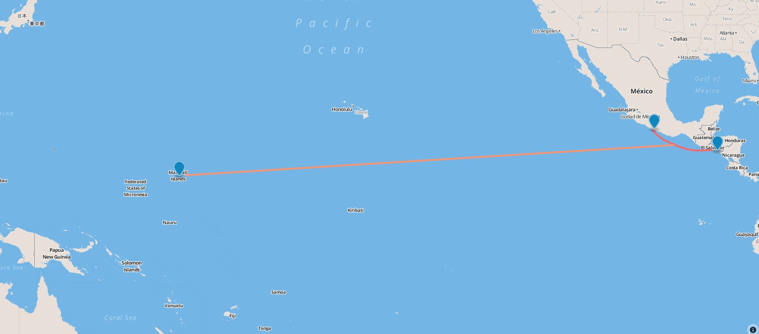 Die Marshall-Inseln sind 12'500 Kilometer von der mexikanischen Küste entfernt.