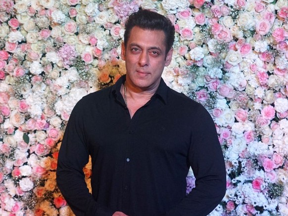 MUMBAI, INDIA - APRIL 22: Salman Khan attends Arpita Khan and Aayush Sharma’s Eid bash on April 22, 2023 in Mumbai, India (Photo by Prodip Guha/Getty Images)