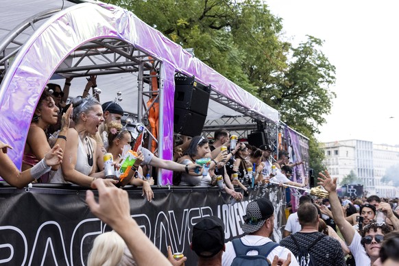 epa10797877 Participants attend the 30th Street Parade in the city center of Zurich, Switzerland, 12 August 2023. The annual dance music event runs this year under the theme &#039;I wish&#039;. EPA/SE ...