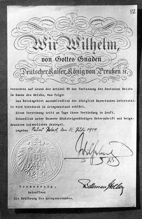 kriegszustand erster weltkrieg deutschland kaiser wilhelm II. wikipedia/pd