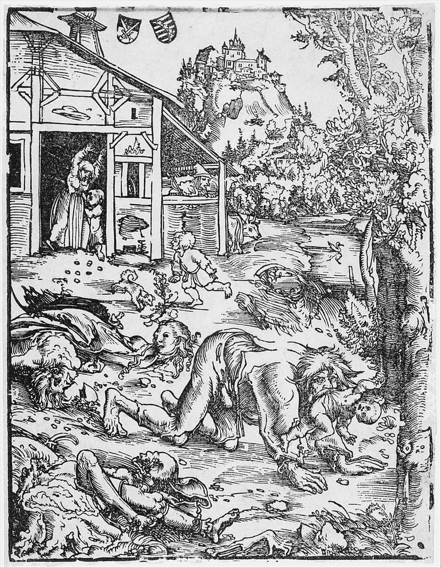 Der Werwolf oder der Kannibale, 1512 von Lucas Cranach.