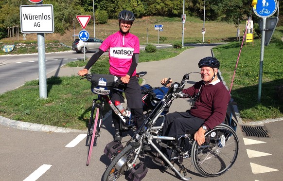 Mein Onkel Hansruedi begleitet mich auf der 73. Etappe auf den letzten 20 Kilometern.