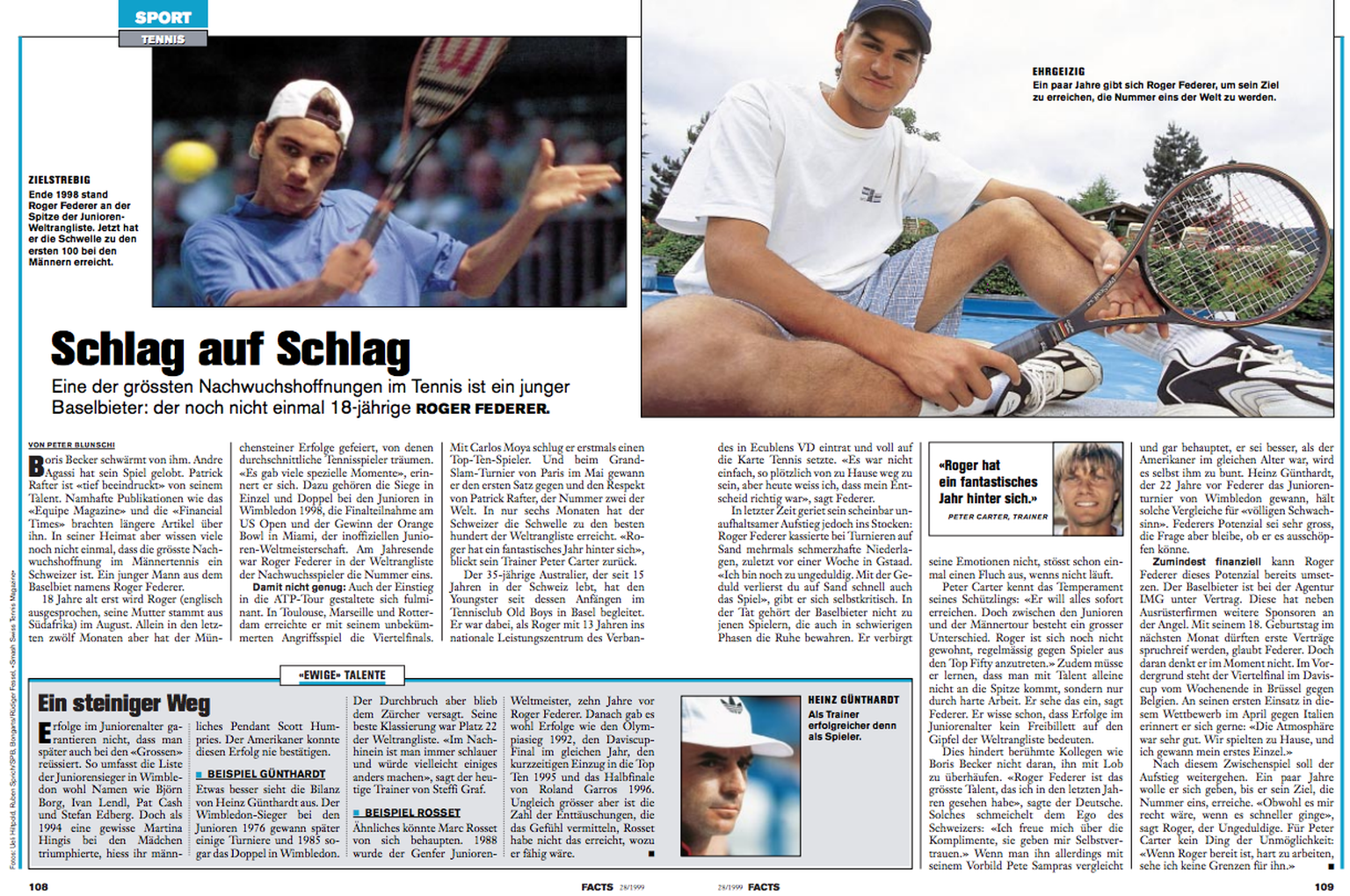 Blunschis Reportage über den aufstrebenden Federer.<br data-editable="remove">