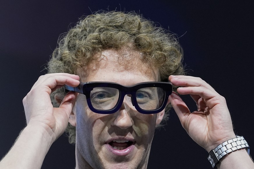 FILE - Mark Zuckerberg wears a pair of Orion AR glasses during the Meta Connect conference on Sept. 25, 2024, in Menlo Park, Calif. (AP Photo/Godofredo A. Vásquez, File)
Meta-Connect