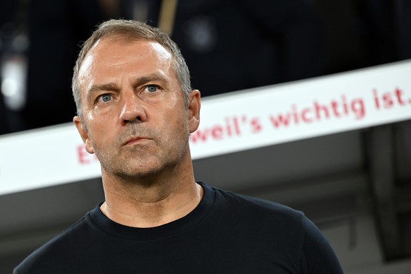 September 9, 2023, Lower Saxony, Wolfsburg: Football: International matches, Germany - Japan, Volkswagen Arena.  Germany national coach Hansi Flick before the match.  (to dpa: Image: DFB plans to separate from Flick...