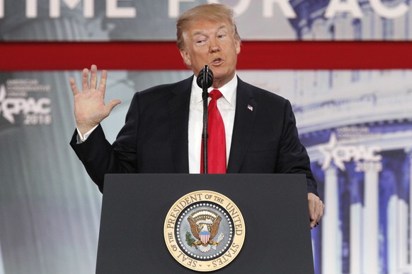 President Donald Trump speaks to the Conservative Political Action Conference (CPAC), at National Harbor, Md., Friday, Feb. 23, 2018. (AP Photo/Jacquelyn Martin)