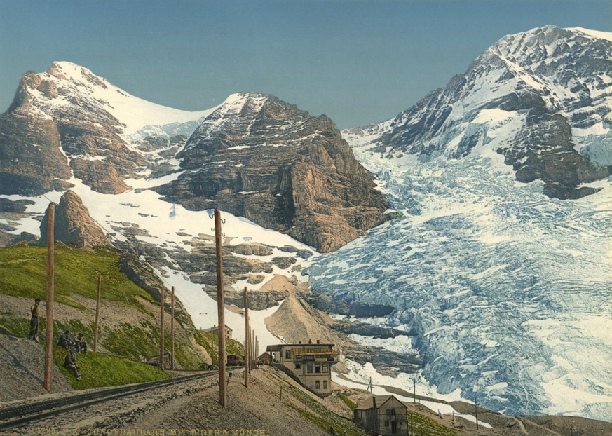 P.Z. Jungfraubahn, mit Eiger und Mönch