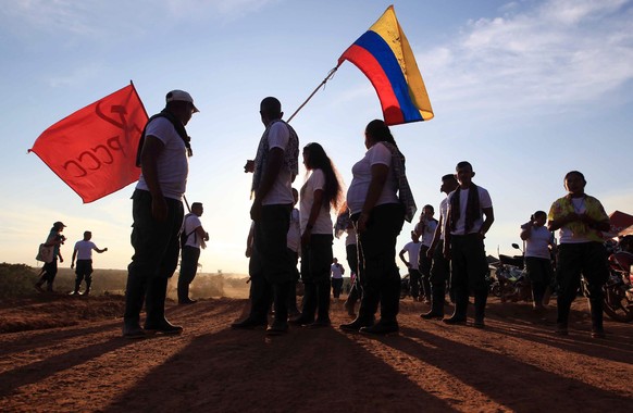 epa05553569 Photo made available 23 September 2016 of FARC guerrilla members attending an event to pay homage to the late guerrilla commander Jorge Briceno, known as the &#039;Mono Jojoy&#039; on the  ...