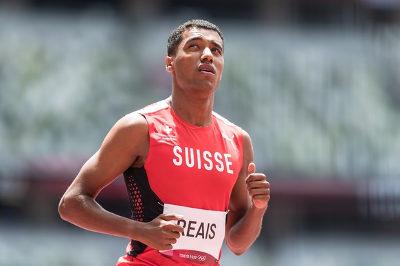 William Reais of Switzerland in the first round of the athletics men&#039;s 200 m at the 2020 Tokyo Olympic Games in Tokyo, Japan, on Tuesday, August 03, 2021. (KEYSTONE/ATHLETIX.CH/Ulf Schiller)