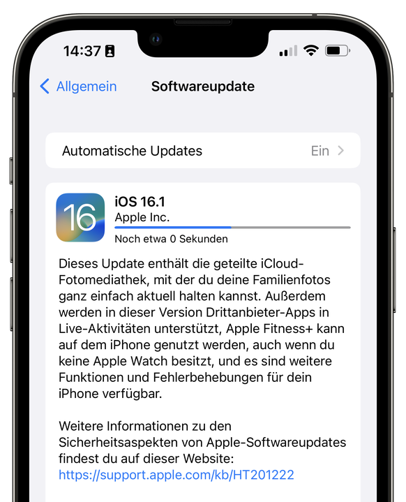 iOS 16.1 – Apple veröffentlicht Update
