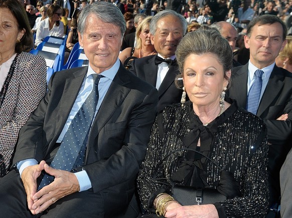 MARSEILLE, FRANCE - MAY 26: Gianluigi Aponte and wife attend the MSC Divina Cruise Ship Launch on May 26, 2012 in Marseille, France. (Photo by Luca Teuchmann/Getty Images)