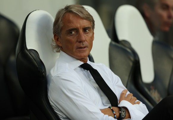 epa10849099 Saudi Arabia manager Roberto Mancini ahead of the international friendly match between Saudi Arabia and Costa Rica at St. James? Park in Newcastle, Britain, 08 September 2023. EPA/ADAM VAU ...