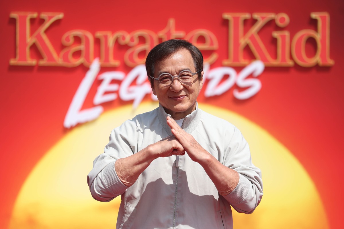 epa12119348 Hong Kong actor and cast member Jackie Chan attends a photocall to promote their film 'Karate Kid Legends' at Trafalgar Square in London, Britain, 20 May 2025. The film is realis ...
