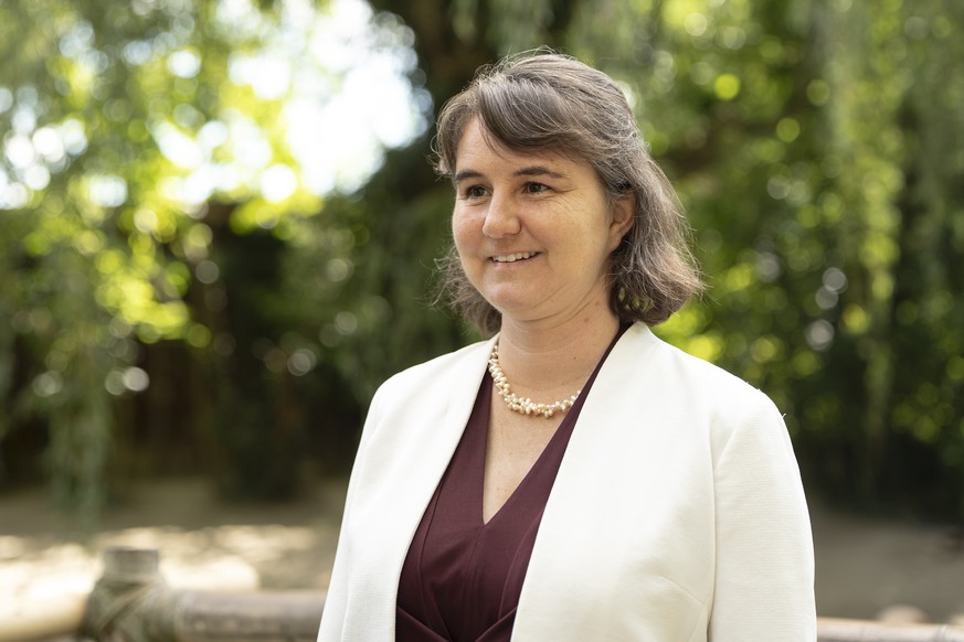 Stadtraetin Simone Brander spricht an einer Medienkonferenz zum Kantonalen Gestaltungsplan des Zoo Zuerich der Zukunft am Dienstag, 1. September 2026 in Zuerich. (KEYSTONE/Claudio Thoma)