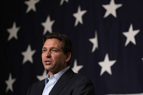 Republican presidential candidate Florida Gov. Ron DeSantis speaks during a campaign event, Tuesday, May 30, 2023, in Clive, Iowa. (AP Photo/Charlie Neibergall)