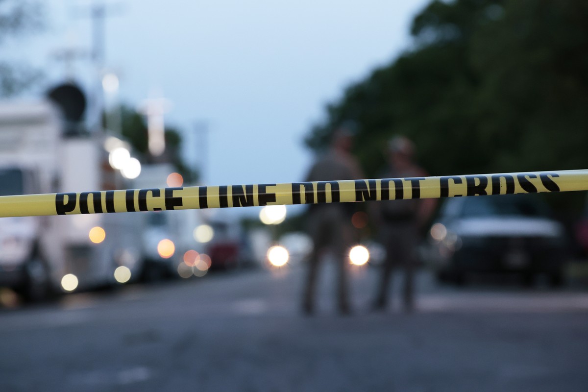 epa09974538 Police and investigators continue to work at the scene of a mass shooting at the Robb Elementary School which killed 19 children and two adults according to Texas Governor Greg Abbott in U ...