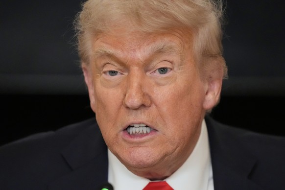 President Donald Trump speaks during a meeting with the Fraternal Order of Police in the State Dinning Room of the White House, Thursday, June 5, 2025, in Washington. (AP Photo/Alex Brandon)
Donald Tr ...