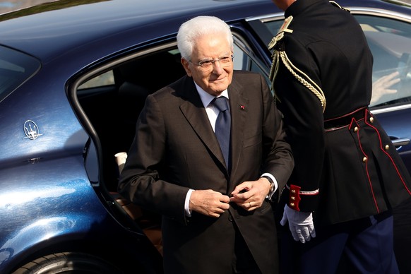 epa13109924 Italian President Sergio Mattarella arrives for the Bastille Day military parade, in Paris, France, 14 July 2026. The Ukrainian president is the guest of honor at this year's parade,  ...