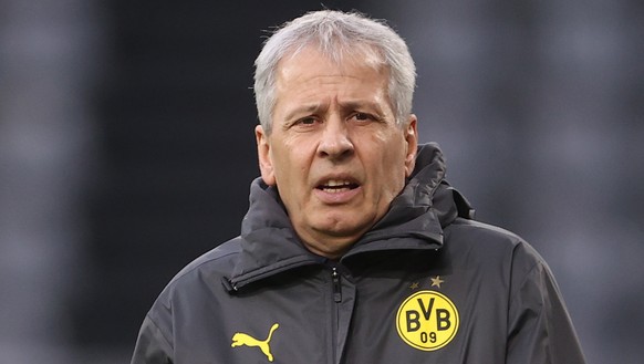 epa08880282 Lucien Favre, Head Coach of Borussia Dortmund, looks on prior to the Bundesliga match between Borussia Dortmund and VfB Stuttgart at Signal Iduna Park in Dortmund, Germany, 12 December 202 ...