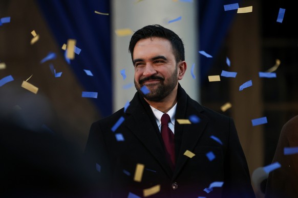 Mayor Zohran Mamdani reacts after speaking during his inauguration ceremony, Thursday, Jan. 1, 2026, in New York. (AP Photo/Heather Khalifa)
NYC Mayor Mamdani