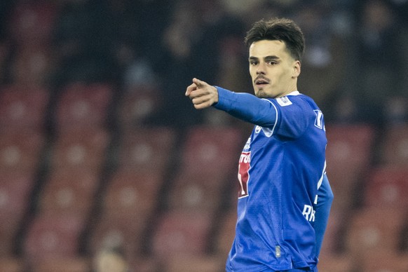 Donat Rrudhani (FCL) jubelt nach seinem 0:1 Tor im Fussball Meisterschaftsspiel der Super League zwischen Zuerich, FCZ, und Luzern, FCL, im Letzigrund, am Samstag, 15. Maerz 2025 in Zuerich. (KEYSTONE ...