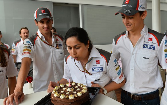 Sutil (links) und Gutierrez machten Teamchefin Monisha Kaltenborn einen Tag nach ihrem Geburtstag kein Geschenk.