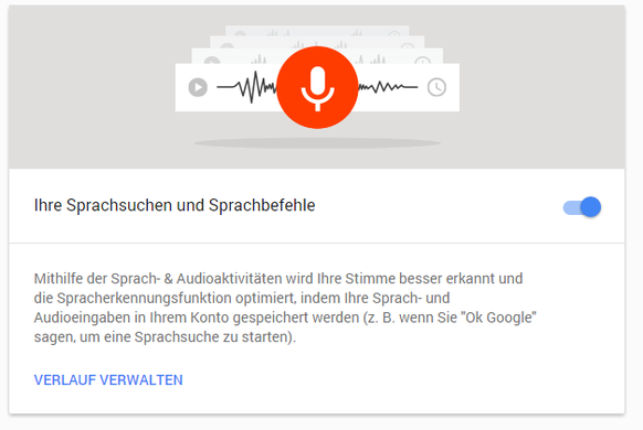 Google History: In den Einstellungen lässt sich das Speichern von Suchanfragen oder das Aufzeichnen des Standortverlaufes deaktivieren.