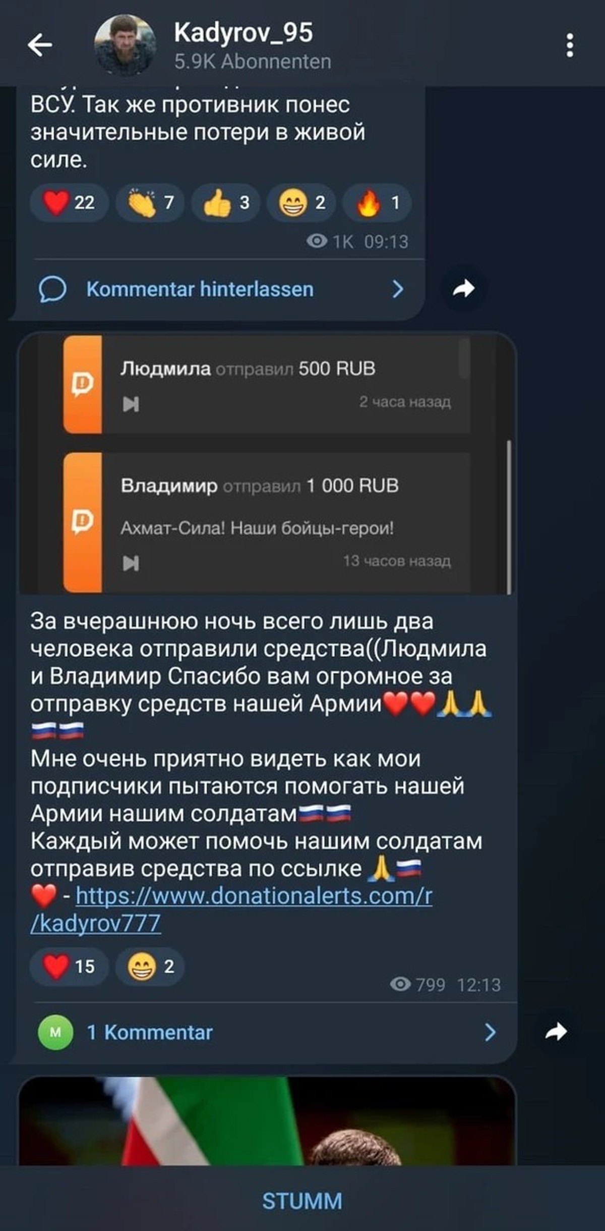 Kadyrow Telegram Kadyrov